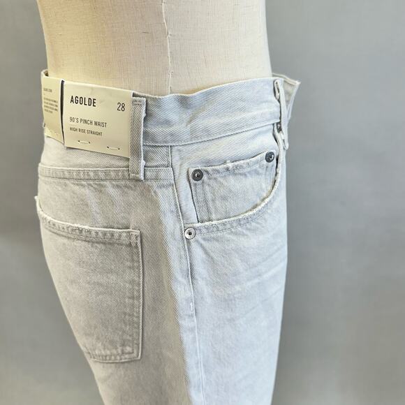 Agolde Pieced '90s Pinch Waist Jeans in Coin/Lace Recycled LeatherSize 28 NWT - Picture 11 of 16